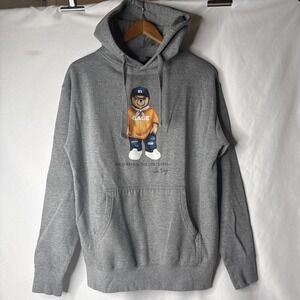 The Dirt Label Gray Gage Bear Graphic Hoodie Mens Med Streetwear Sweatshirt TDL